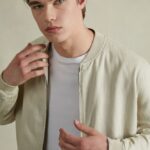 odzież Alcott lniana kurtka bomber niebieski mężczyźni 2TXFF6897