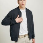 odzież Alcott lniana kurtka bomber niebieski mężczyźni 2TXFF6982
