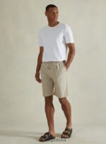 odzież Alcott Lniane bermudy ze sznurkiem wh2 biały mężczyźni 2TXFF6594 - Image 4