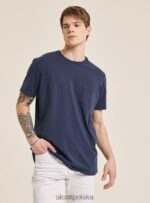 odzież Alcott maglietta girocollo con taschino in cotone c0214 niebieski mężczyźni 2TXFF61031 - Image 2