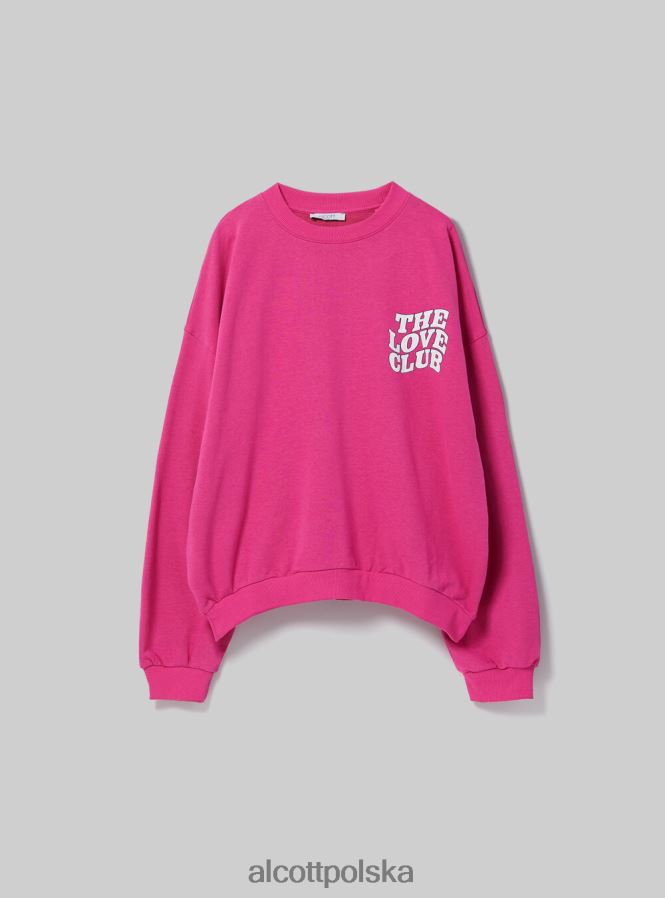 odzież Alcott oversize'owa bluza z nadrukiem średni fuxia fx2 kobiety 2TXFF6104 - Image 6