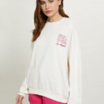 odzież Alcott oversize'owa bluza z nadrukiem średni fuxia fx2 kobiety 2TXFF6174