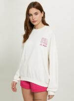 odzież Alcott oversize'owa bluza z nadrukiem średni fuxia fx2 kobiety 2TXFF6174