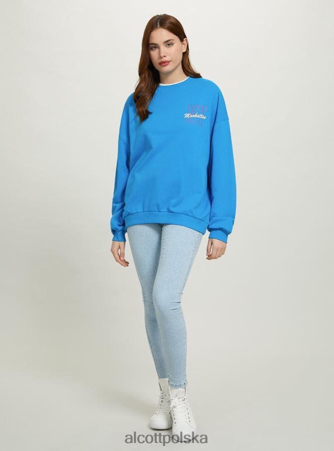 odzież Alcott oversize'owa bluza z nadrukiem średni fuxia fx2 kobiety 2TXFF6379 - Image 3