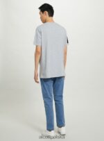 odzież Alcott oversize’owa koszulka z bawełnianą naszywką krem c104 mężczyźni 2TXFF61185 - Image 5