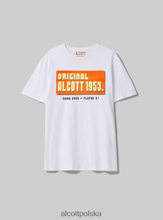 odzież Alcott oversize’owa koszulka z bawełnianym nadrukiem biały mężczyźni 2TXFF61050 - Image 2
