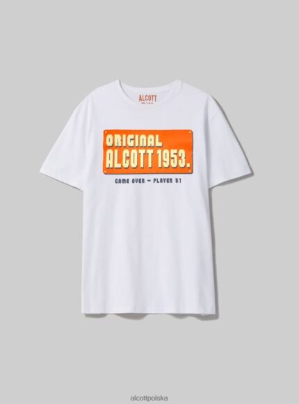 odzież Alcott oversize’owa koszulka z bawełnianym nadrukiem biały mężczyźni 2TXFF61050
