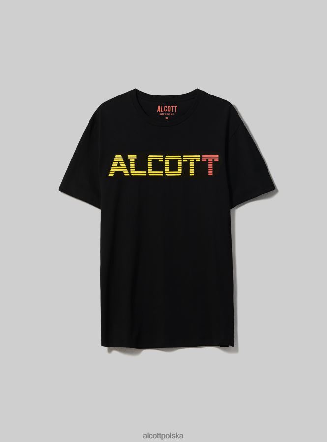 odzież Alcott oversize’owa koszulka z bawełnianym nadrukiem czarny mężczyźni 2TXFF61049 - Image 1