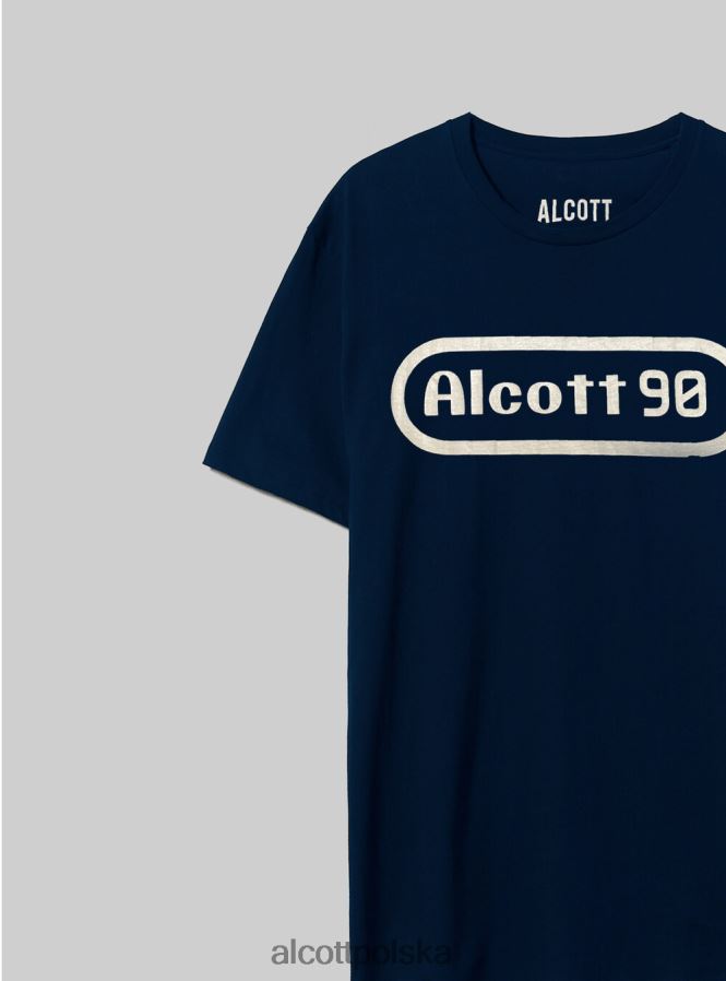 odzież Alcott oversize’owa koszulka z bawełnianym nadrukiem niebieska marynarka wojenna mężczyźni 2TXFF6738 - Image 3
