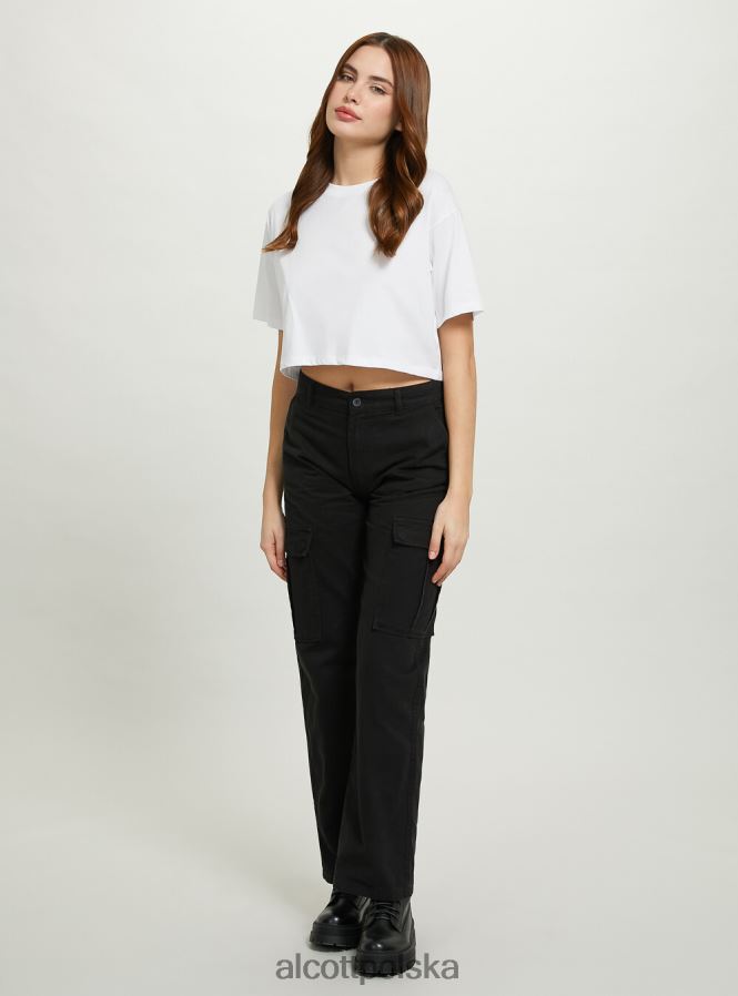 odzież Alcott pantalone cargo o diagonalnym splocie bk1 czarny kobiety 2TXFF697 - Image 2