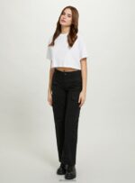 odzież Alcott pantalone cargo o diagonalnym splocie bk1 czarny kobiety 2TXFF697