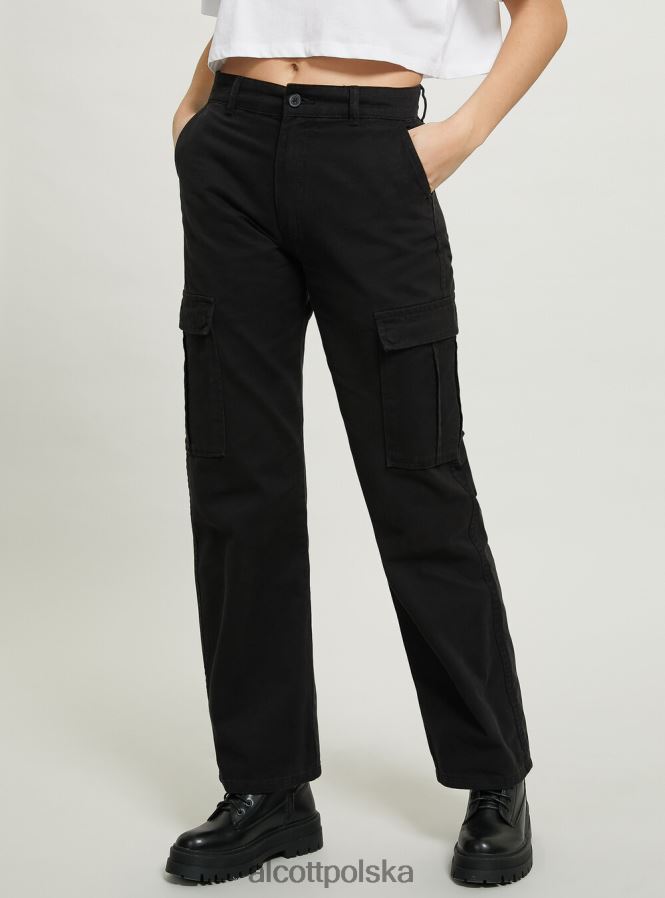 odzież Alcott pantalone cargo o diagonalnym splocie bk1 czarny kobiety 2TXFF697 - Image 3
