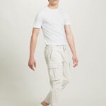 odzież Alcott pantaloni cargo ze stretchu diagonalnego gy2 szary średni mężczyźni 2TXFF6651