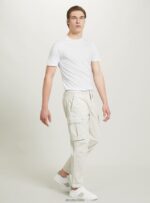 odzież Alcott pantaloni cargo ze stretchu diagonalnego gy2 szary średni mężczyźni 2TXFF6651