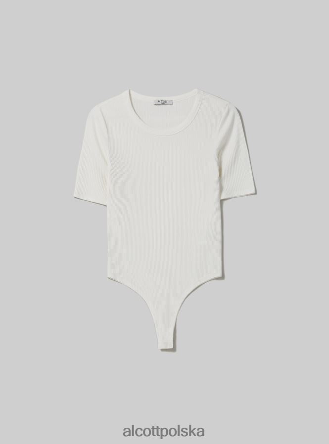 odzież Alcott prążkowane body z krótkim rękawem bk1 czarny kobiety 2TXFF668 - Image 6