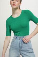 odzież Alcott prążkowane body z krótkim rękawem bk1 czarny kobiety 2TXFF674