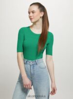 odzież Alcott prążkowane body z krótkim rękawem bk1 czarny kobiety 2TXFF674 - Image 3