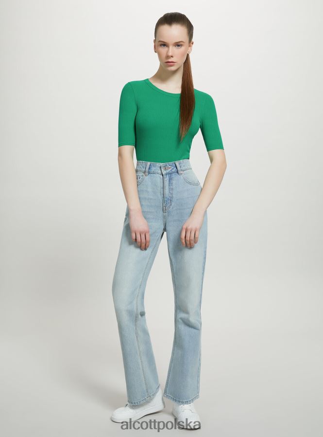 odzież Alcott prążkowane body z krótkim rękawem bk1 czarny kobiety 2TXFF674 - Image 4