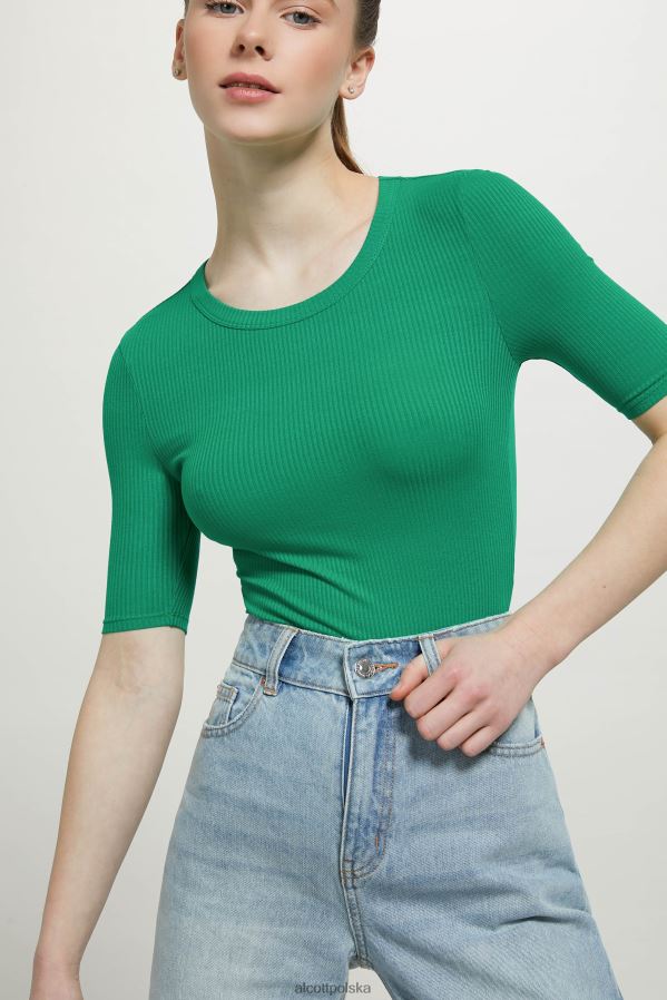 odzież Alcott prążkowane body z krótkim rękawem bk1 czarny kobiety 2TXFF674 - Image 1