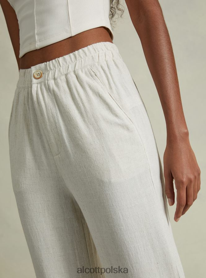 odzież Alcott spodnie kuloty z domieszką lnu wh2 biały kobiety 2TXFF6472 - Image 4
