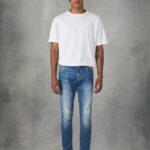 odzież Alcott super obcisłe dżinsy z elastycznego denimu d003 średni niebieski mężczyźni 2TXFF6756