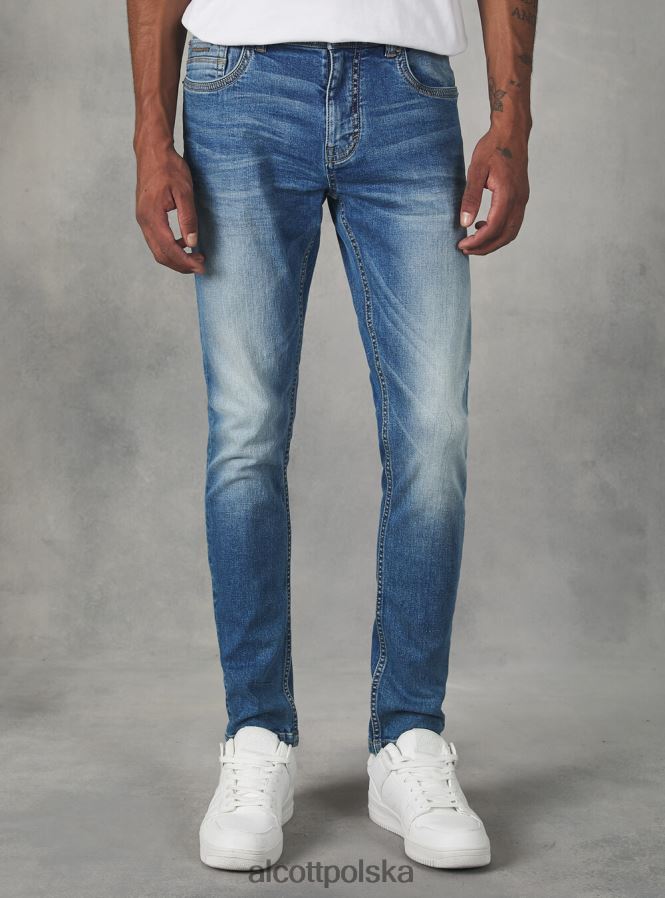 odzież Alcott super obcisłe dżinsy z elastycznego denimu d003 średni niebieski mężczyźni 2TXFF6756 - Image 3