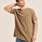odzież Alcott T-shirt z mieszanki lnu z kieszenią biały mężczyźni 2TXFF61098