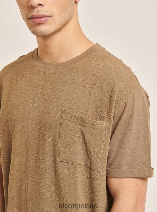 odzież Alcott T-shirt z mieszanki lnu z kieszenią biały mężczyźni 2TXFF61098 - Image 3