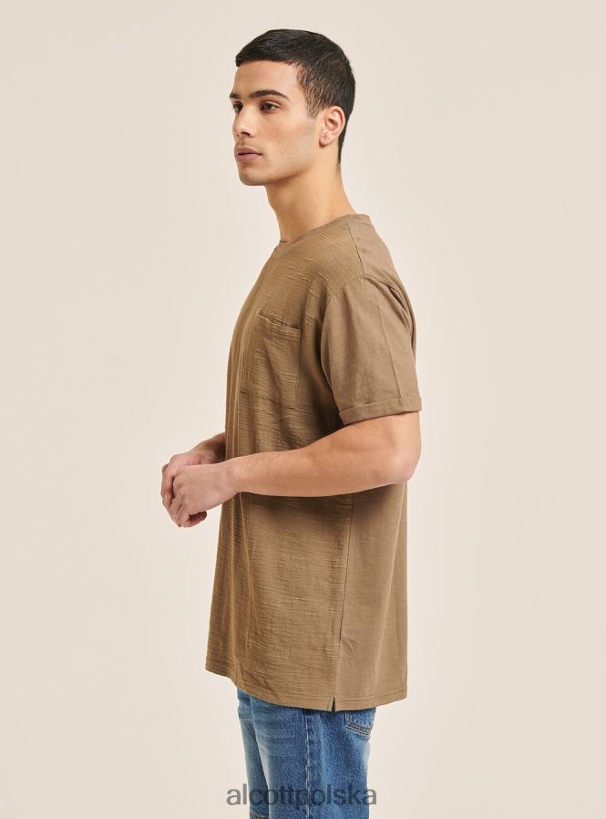 odzież Alcott T-shirt z mieszanki lnu z kieszenią biały mężczyźni 2TXFF61098 - Image 6