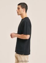 odzież Alcott T-shirt z mieszanki lnu z kołnierzykiem typu serape biały mężczyźni 2TXFF61083 - Image 4
