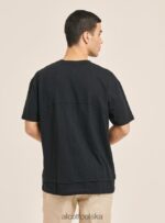 odzież Alcott T-shirt z mieszanki lnu z kołnierzykiem typu serape biały mężczyźni 2TXFF61083 - Image 5