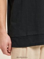 odzież Alcott T-shirt z mieszanki lnu z kołnierzykiem typu serape biały mężczyźni 2TXFF61083 - Image 6