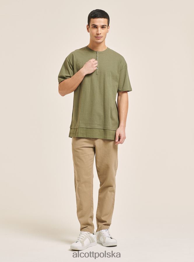 odzież Alcott T-shirt z mieszanki lnu z kołnierzykiem typu serape biały mężczyźni 2TXFF6813 - Image 3