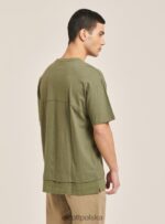 odzież Alcott T-shirt z mieszanki lnu z kołnierzykiem typu serape biały mężczyźni 2TXFF6813 - Image 5