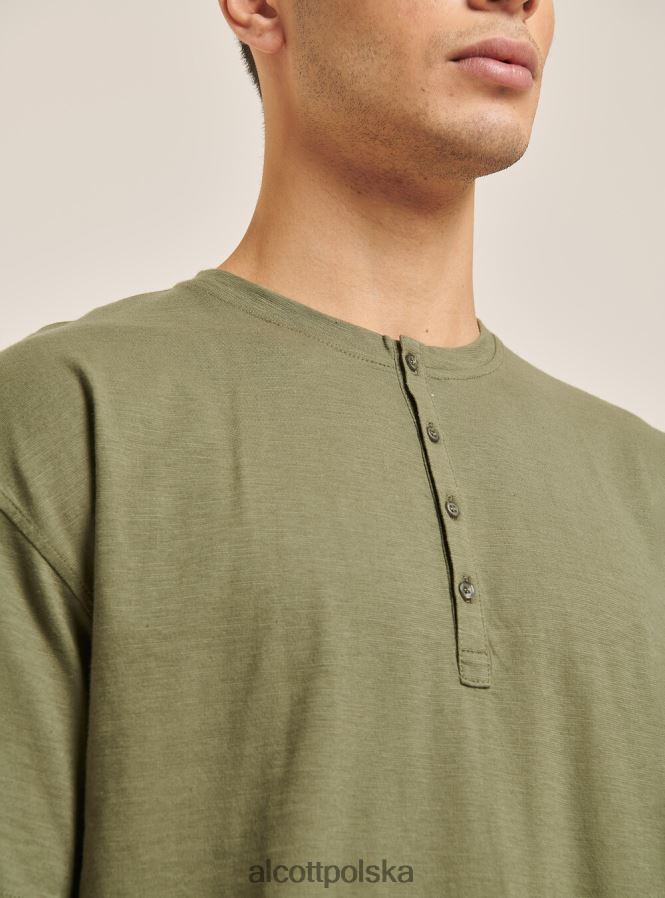 odzież Alcott T-shirt z mieszanki lnu z kołnierzykiem typu serape biały mężczyźni 2TXFF6813 - Image 6